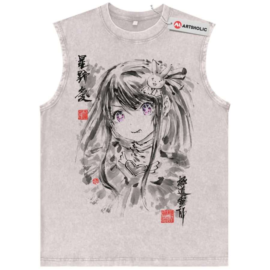 Alternative view of Ai Hoshino Tank Top, Oshi no Ko Tank Top, Anime Tank Top, Vintage Tank Top