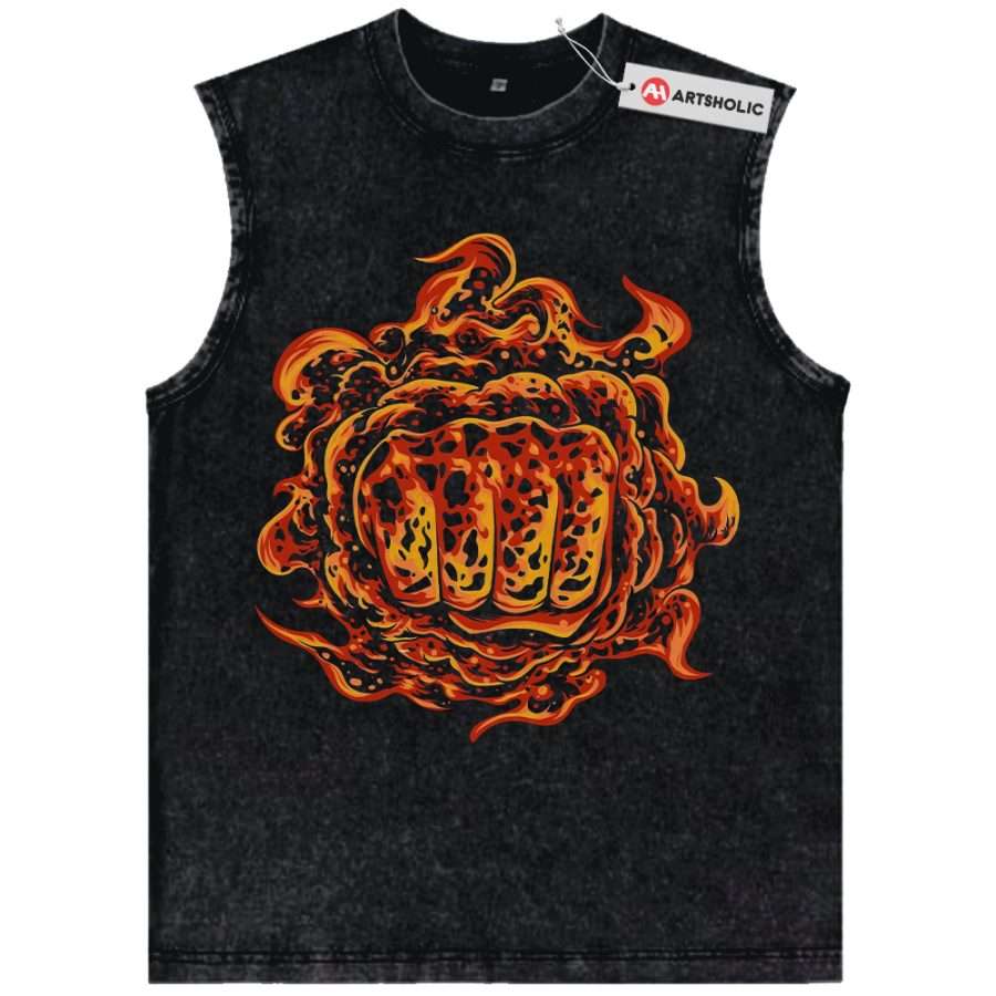 Alternative view of Akainu Magma Fist Tank Top, One Piece Tank Top, Anime Tank Top, Vintage Tank Top