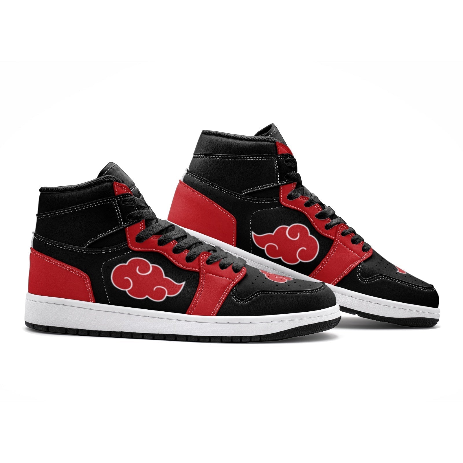 Alternative view of Akatsuki Cloud Naruto Custom Sneaker Mid 1 Basketball Shoes - Otaku Hall