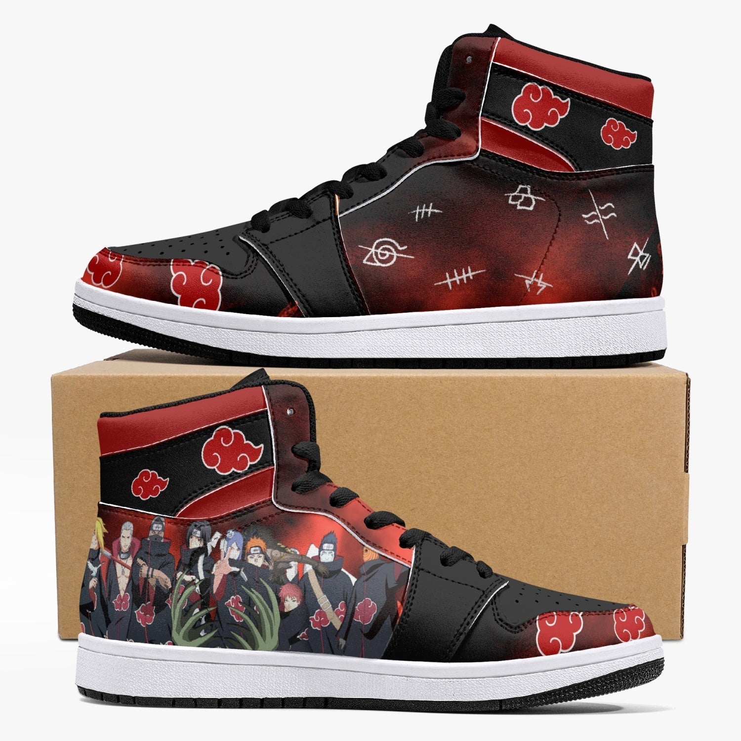 Akatsuki Members Naruto Custom Sneaker Mid 1 Basketball Shoes - Otaku Hall
