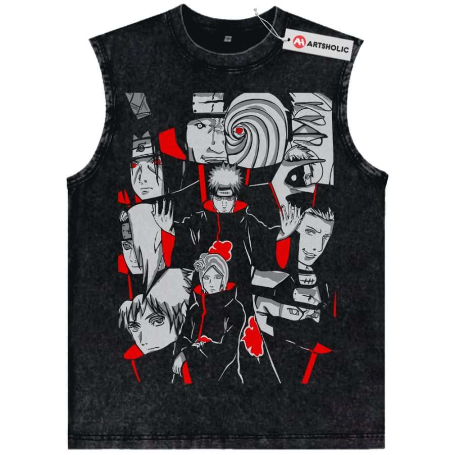 Alternative view of Akatsuki Tank Top, Naruto Tank Top, Anime Tank Top, Vintage Tank Top