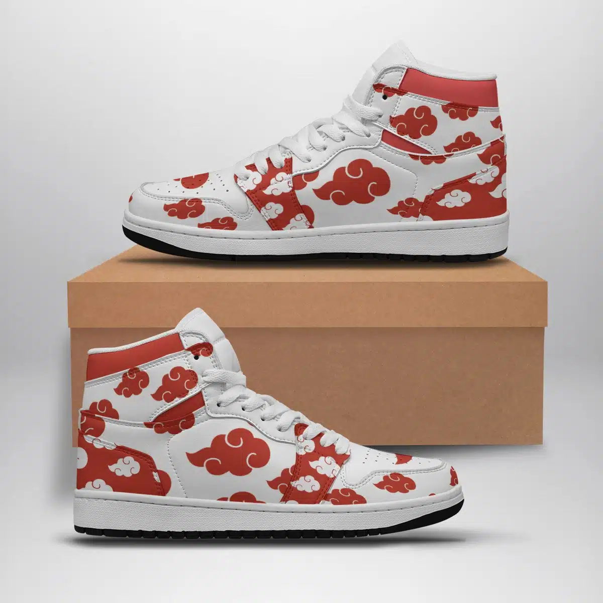 Akatsuki White Shonen Jump Custom Sneaker Mid 1 Basketball Shoes for Anime Fans - Otaku Hall