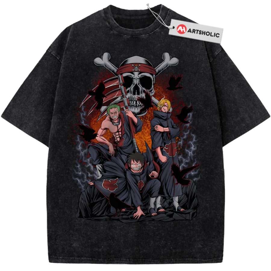 Alternative view of Akatsuki x One Piece Shirt, Anime Shirt, Vintage Tee