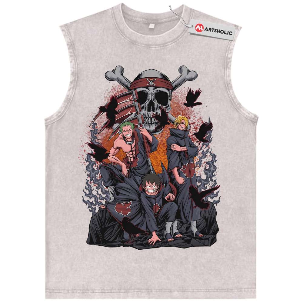 Alternative view of Akatsuki x One Piece Tank Top, Anime Tank Top, Vintage Tank Top