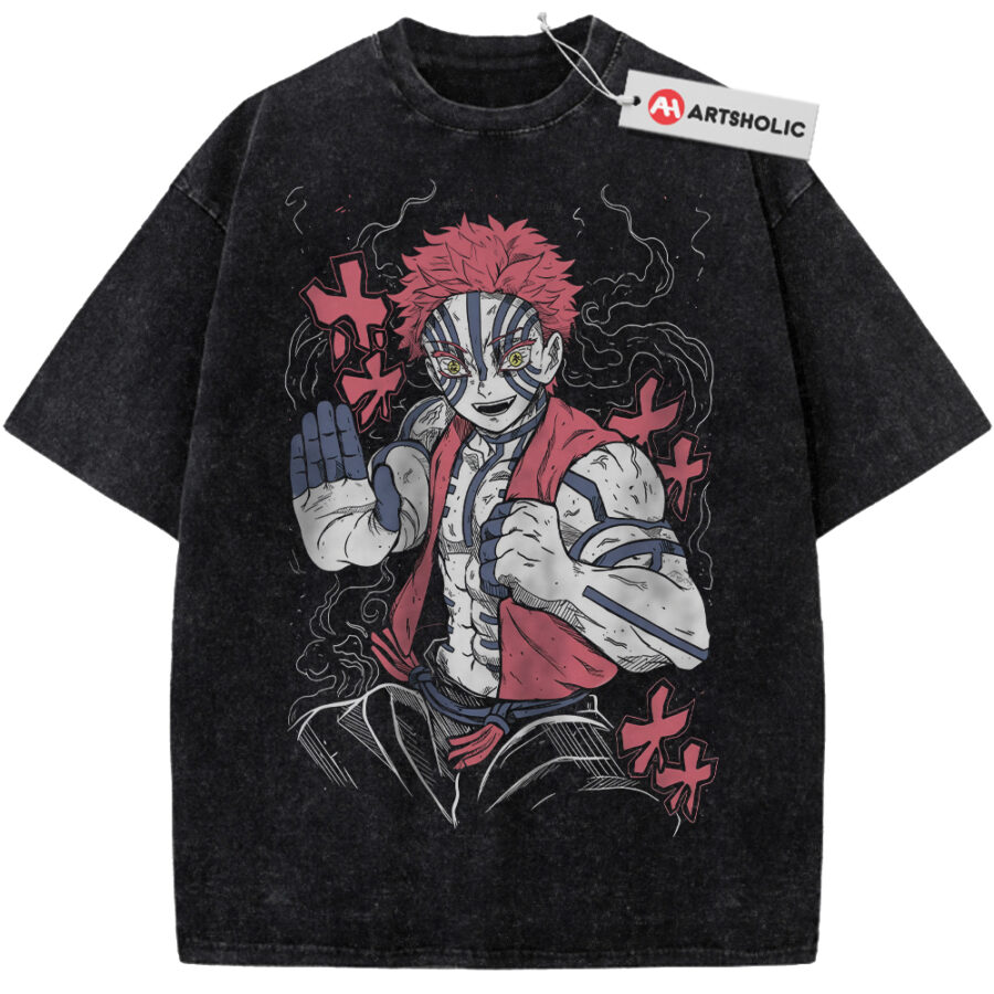 Alternative view of Akaza Shirt, Demon Slayer Shirt, Anime Shirt, Vintage T-Shirt