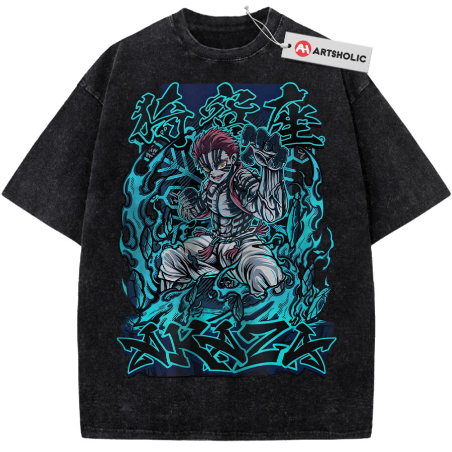 Alternative view of Akaza Shirt, Demon Slayer Shirt, Anime Shirt, Vintage T-Shirt