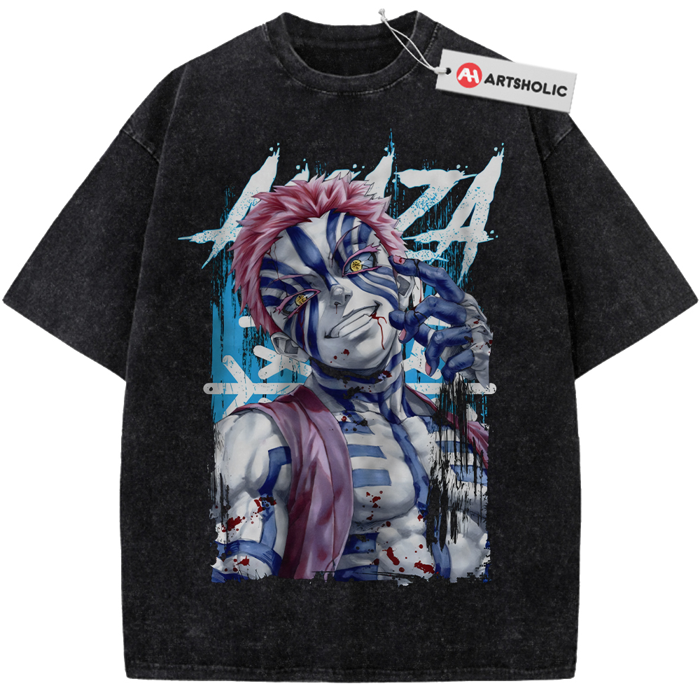 Alternative view of Akaza Shirt, Demon Slayer Shirt, Anime Shirt, Vintage T-Shirt