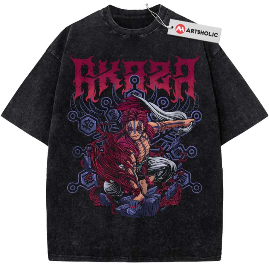 Alternative view of Akaza Shirt, Demon Slayer Shirt, Anime Shirt, Vintage T-Shirt