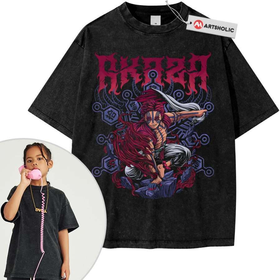 Alternative view of Akaza Shirt For Kids, Demon Slayer Shirt For Kids, Anime Shirt For Kids, Vintage T-Shirt For Kids