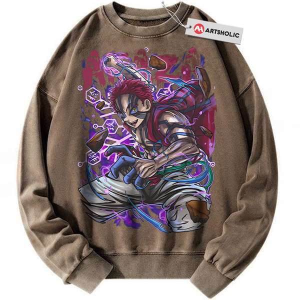 Alternative view of Akaza Sweatshirt, Demon Slayer Sweatshirt, Anime Sweatshirt, Vintage Sweater