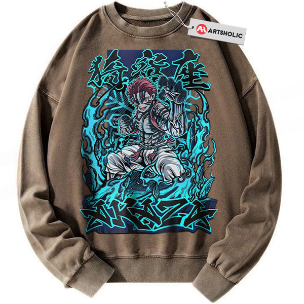 Alternative view of Akaza Sweatshirt, Demon Slayer Sweatshirt, Anime Sweatshirt, Vintage Sweatshirt