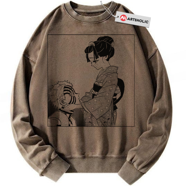 Alternative view of Akaza Sweatshirt, Demon Slayer Sweatshirt, Anime Sweatshirt, Vintage Sweatshirt
