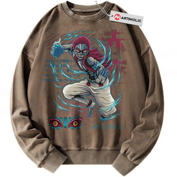 Alternative view of Akaza Sweatshirt, Demon Slayer Sweatshirt, Anime Sweatshirt, Vintage Sweatshirt