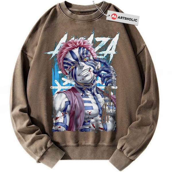 Alternative view of Akaza Sweatshirt, Demon Slayer Sweatshirt, Anime Sweatshirt, Vintage Sweatshirt