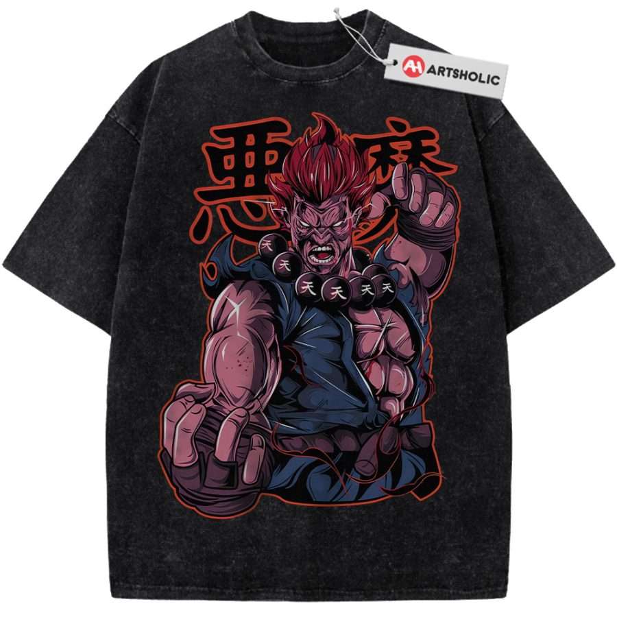 Alternative view of Akuma Shirt, Street Fighter Shirt, Game Shirt, Vintage Tee