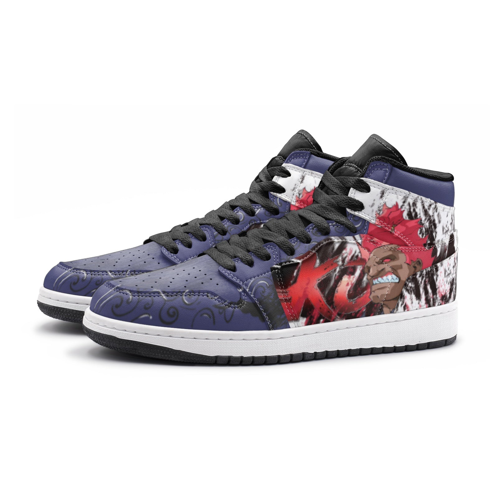 Alternative view of Akuma Street Fighter Custom Sneaker Mid 1 Basketball Shoes - Otaku Hall