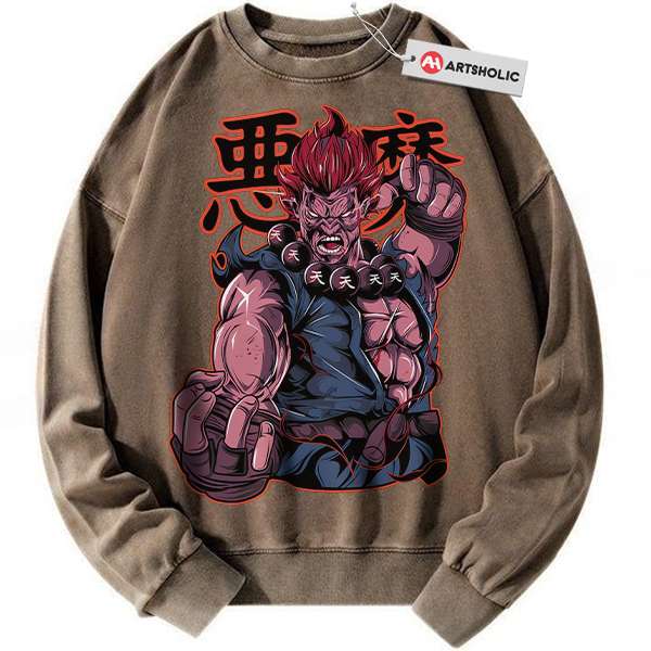 Alternative view of Akuma Sweatshirt, Street Fighter Sweatshirt, Game Sweatshirt, Vintage Sweater