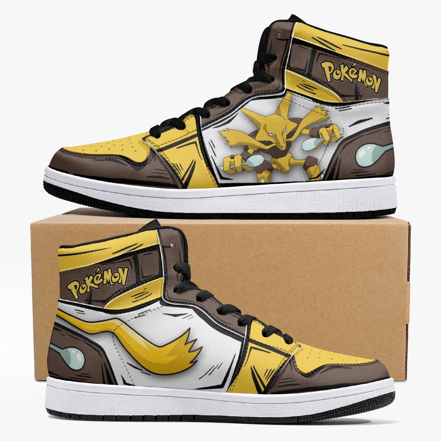 Alakazam Pokemon Custom Sneaker Mid 1 Basketball Shoes - Otaku Hall