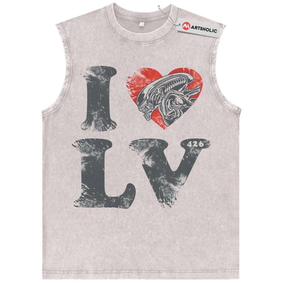 Alternative view of Alien vs Predator Tank Top, Movie Tank Top, Vintage Tank Top