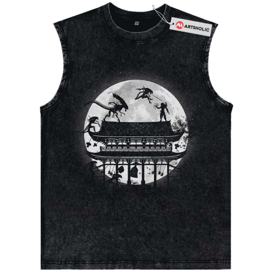 Alternative view of Alien vs Predator Tank Top, Movie Tank Top, Vintage Tank Top