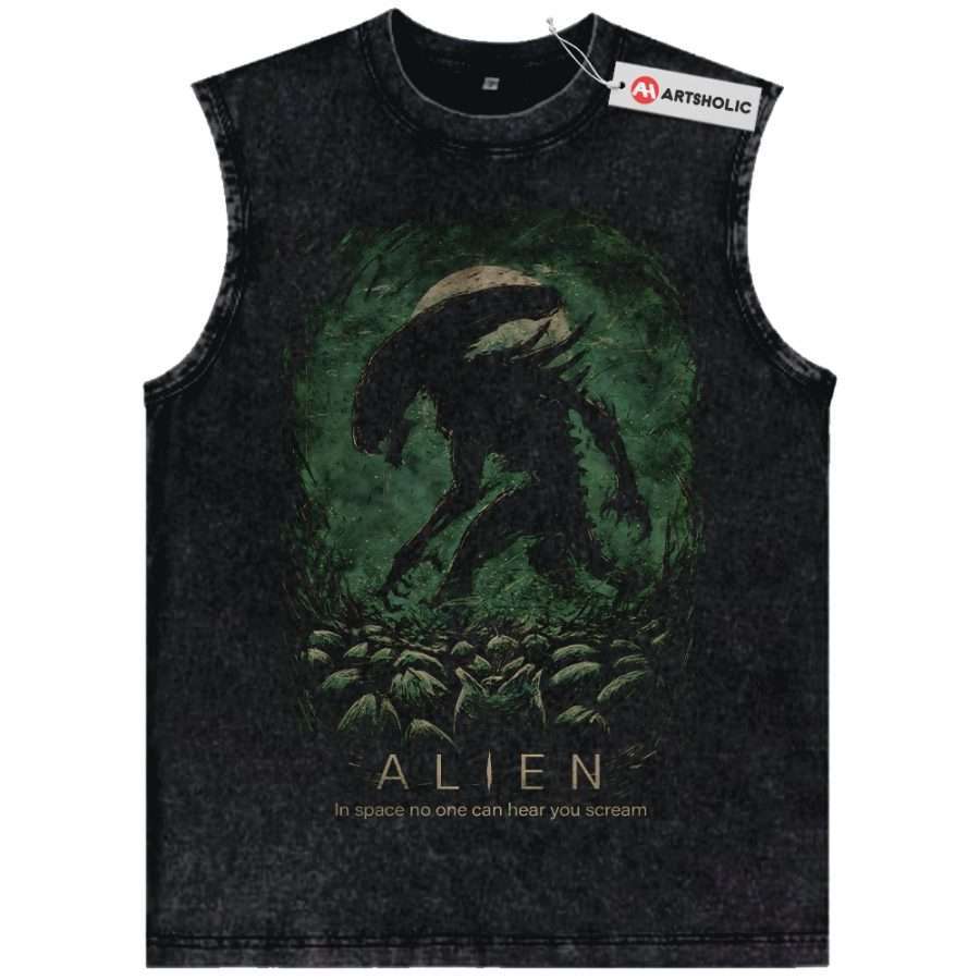 Alternative view of Alien vs Predator Tank Top, Movie Tank Top, Vintage Tank Top