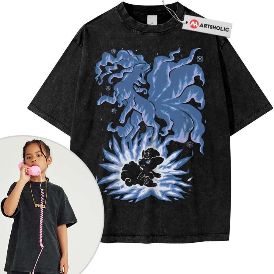 Alternative view of Alolan Ninetales Shirt For Kids, Vulpix Shirt For Kids, Pokemon Shirt For Kids, Anime Shirt For Kids, Vintage Tee For Kids