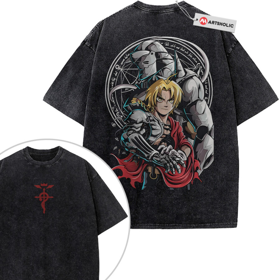 Alternative view of Alphonse vs Edward Elric Shirt, Fullmetal Alchemist Shirt, Anime Shirt, Vintage T-Shirt 2-Sided