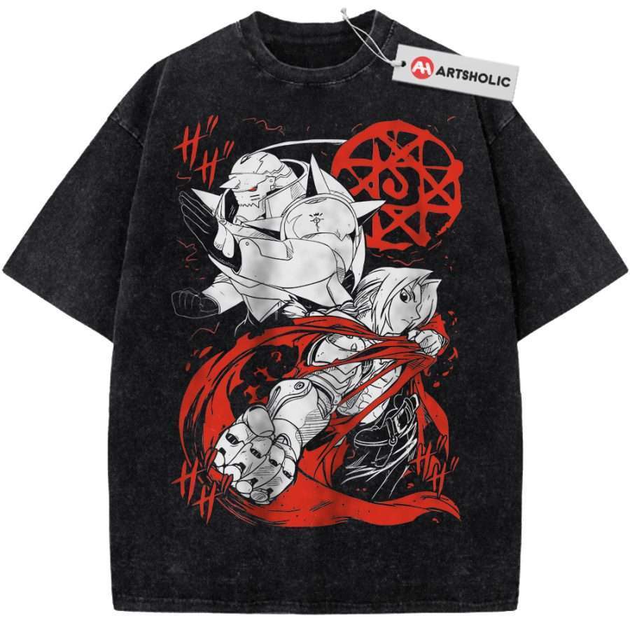 Alternative view of Alphonse vs Edward Elric Shirt, Fullmetal Alchemist Shirt, FMA Shirt, Anime Shirt, Vintage T-Shirt