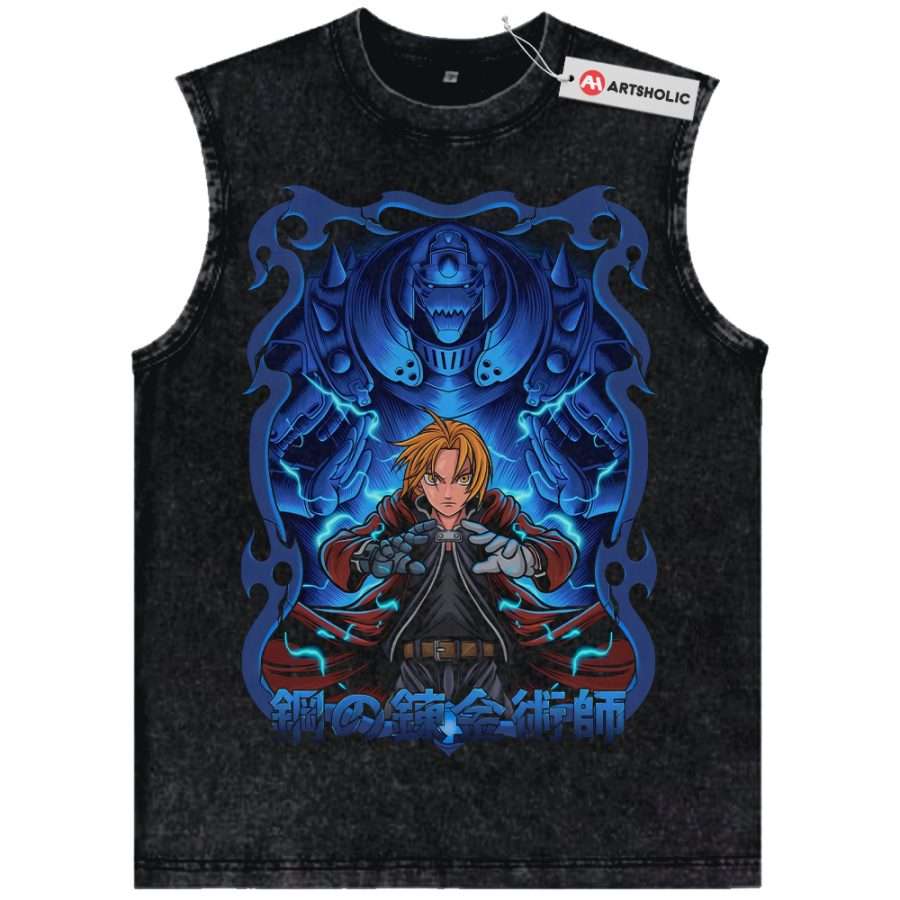 Alternative view of Alphonse vs Edward Elric Tank Top, Fullmetal Alchemist Tank Top, Anime Tank Top, Vintage Tank Top