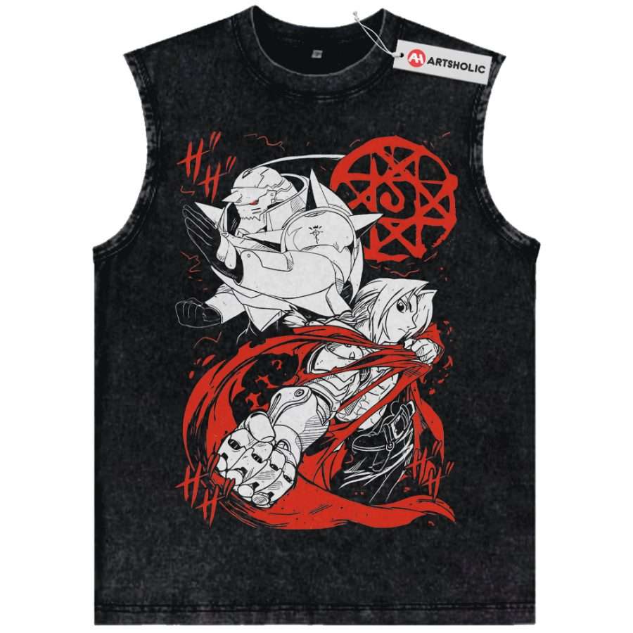 Alternative view of Alphonse vs Edward Elric Tank Top, Fullmetal Alchemist Tank Top, FMA Tank Top, Anime Tank Top, Vintage Tank Top