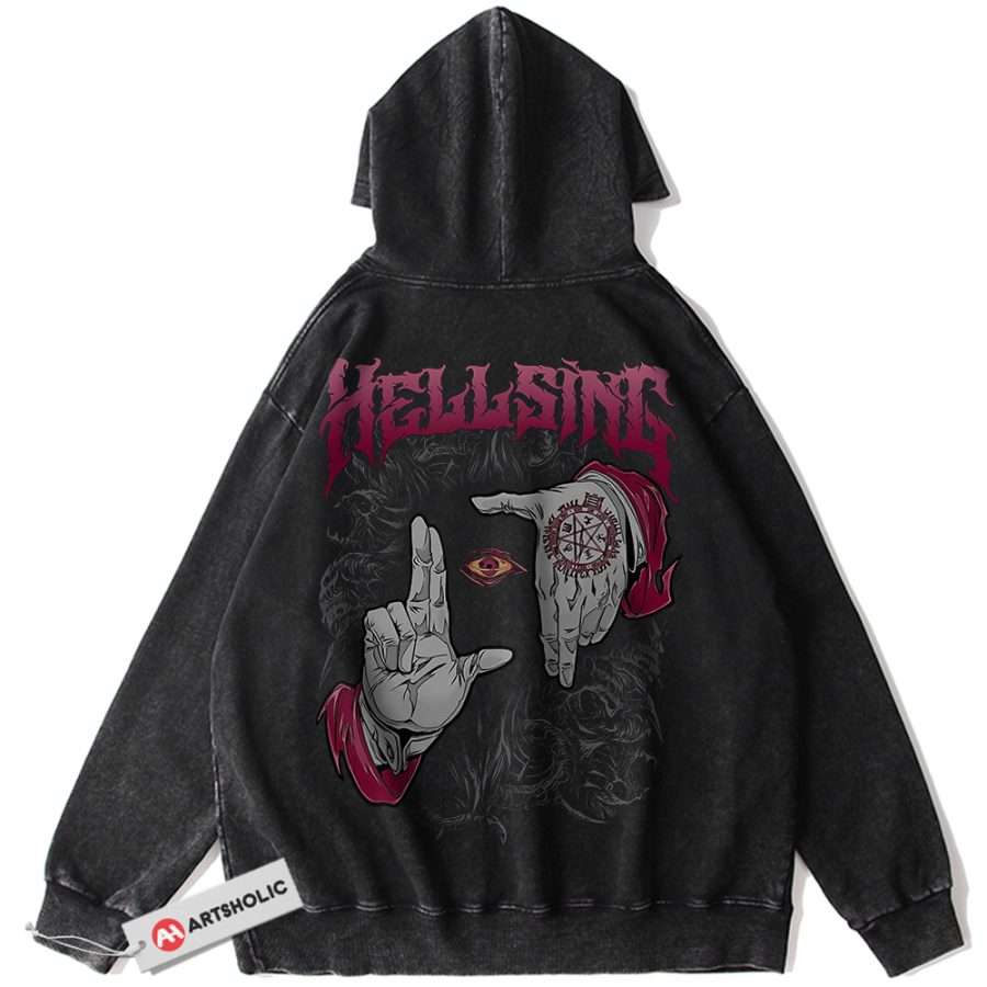 Alternative view of Alucard Hoodie, Hellsing Hoodie, Anime Hoodie, Vintage Hoodie