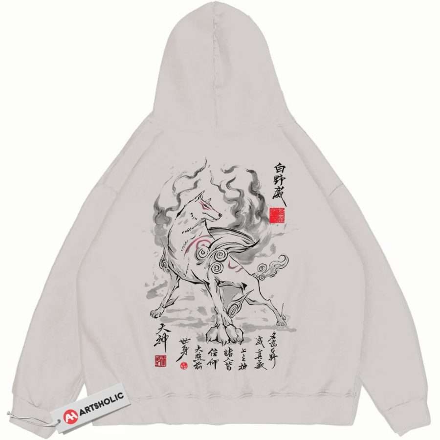 Alternative view of Amaterasu Hoodie, Okami Hoodie, Game Hoodie, Vintage Hoodie
