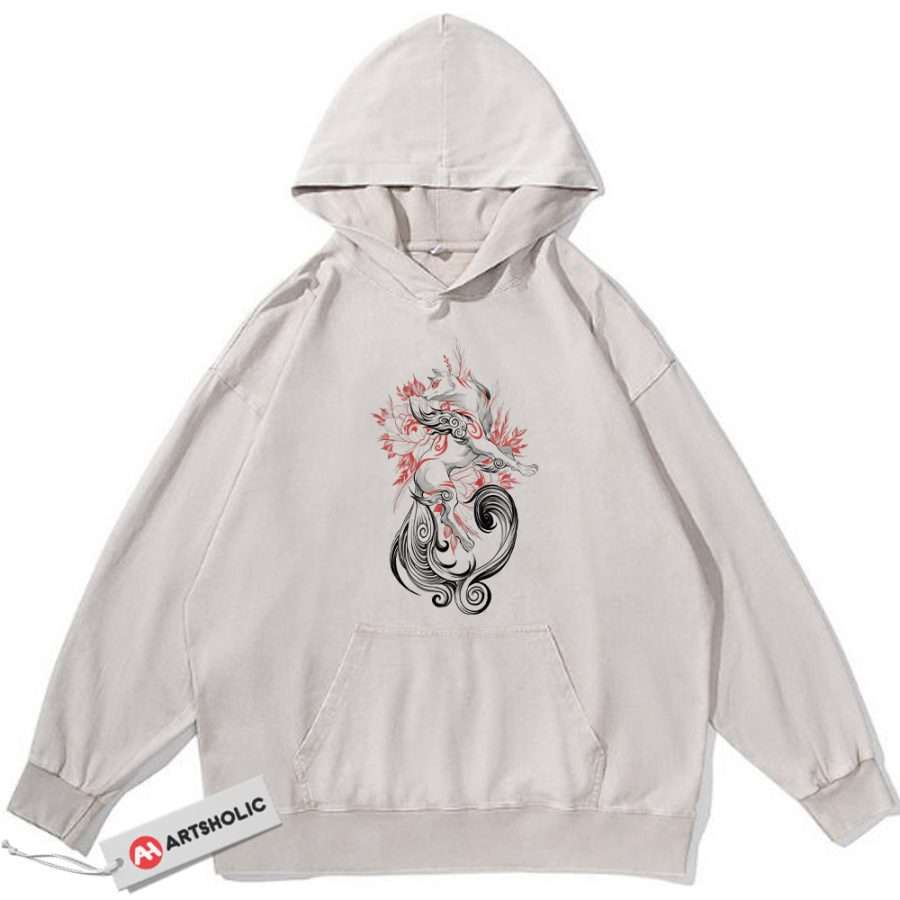 Alternative view of Amaterasu Hoodie, Okami Hoodie, Game Hoodie, Vintage Hoodie