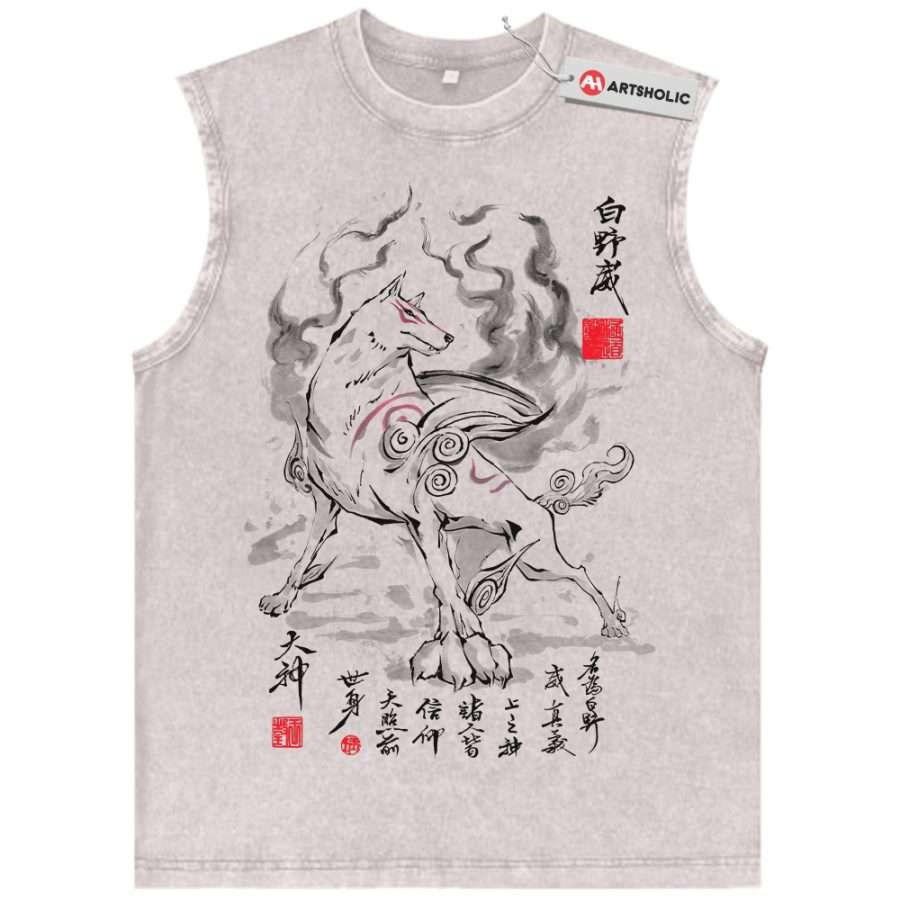 Alternative view of Amaterasu Tank Top, Okami Tank Top, Game Tank Top, Vintage Tank Top