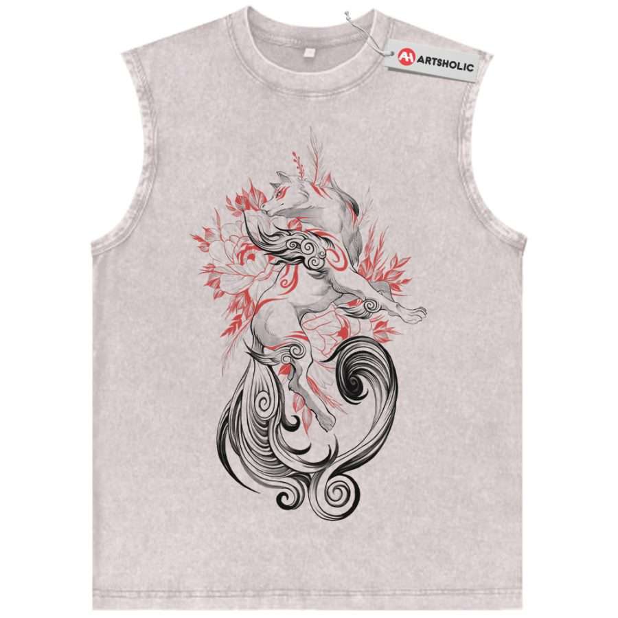 Alternative view of Amaterasu Tank Top, Okami Tank Top, Game Tank Top, Vintage Tank Top