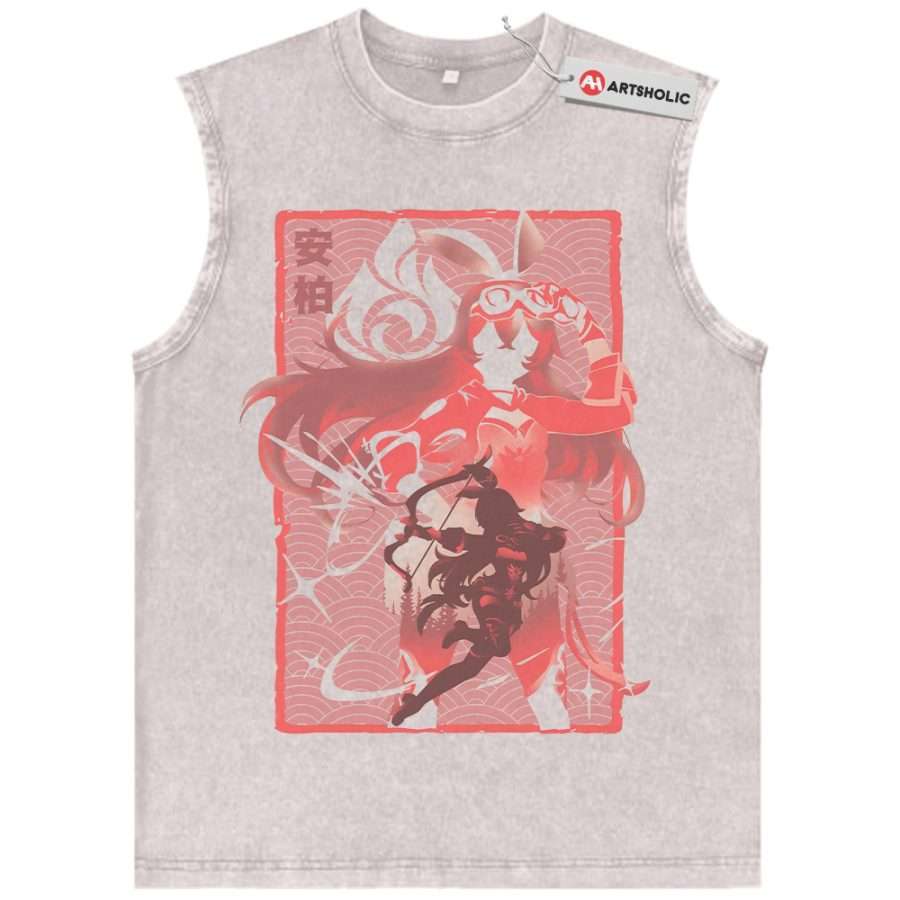 Alternative view of Amber Tank Top, Genshin Impact Tank Top, Game Tank Top, Vintage Tank Top