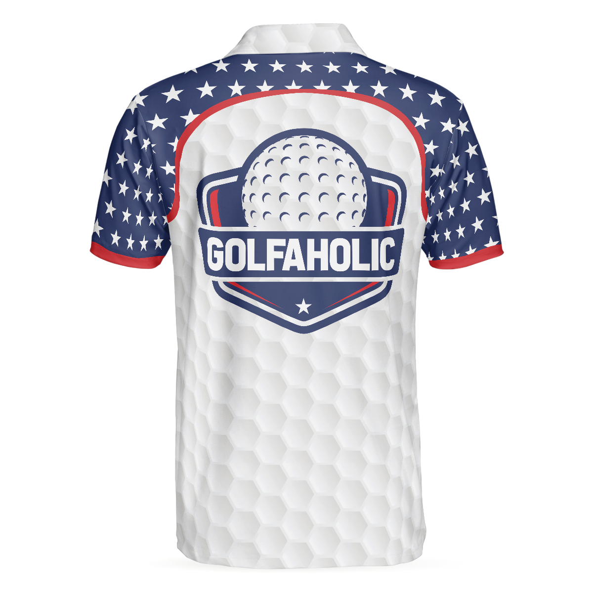 Alternative view of American Flag Golf Texture Short Sleeve Golf Polo Shirt, Golfaholic Polo Shirt, Patriotic Golf Shirt For Men