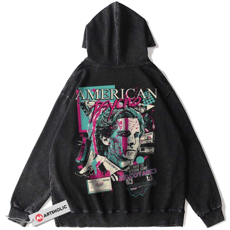 Alternative view of American Psycho Hoodie, Halloween Hoodie, Horror Movie Hoodie, Vintage Hoodie