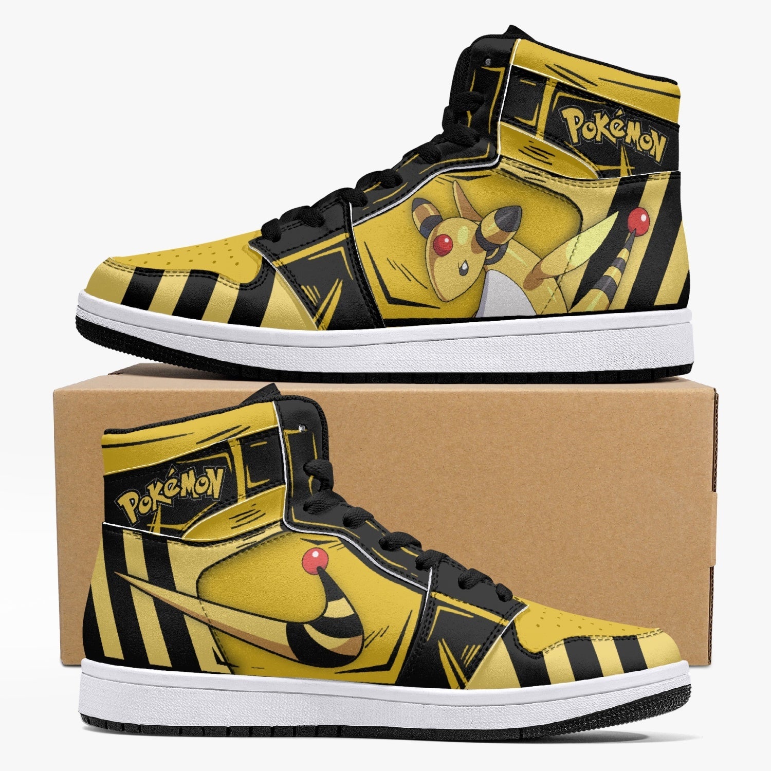 Ampharos Pokemon Custom Sneaker Mid 1 Basketball Shoes - Otaku Hall