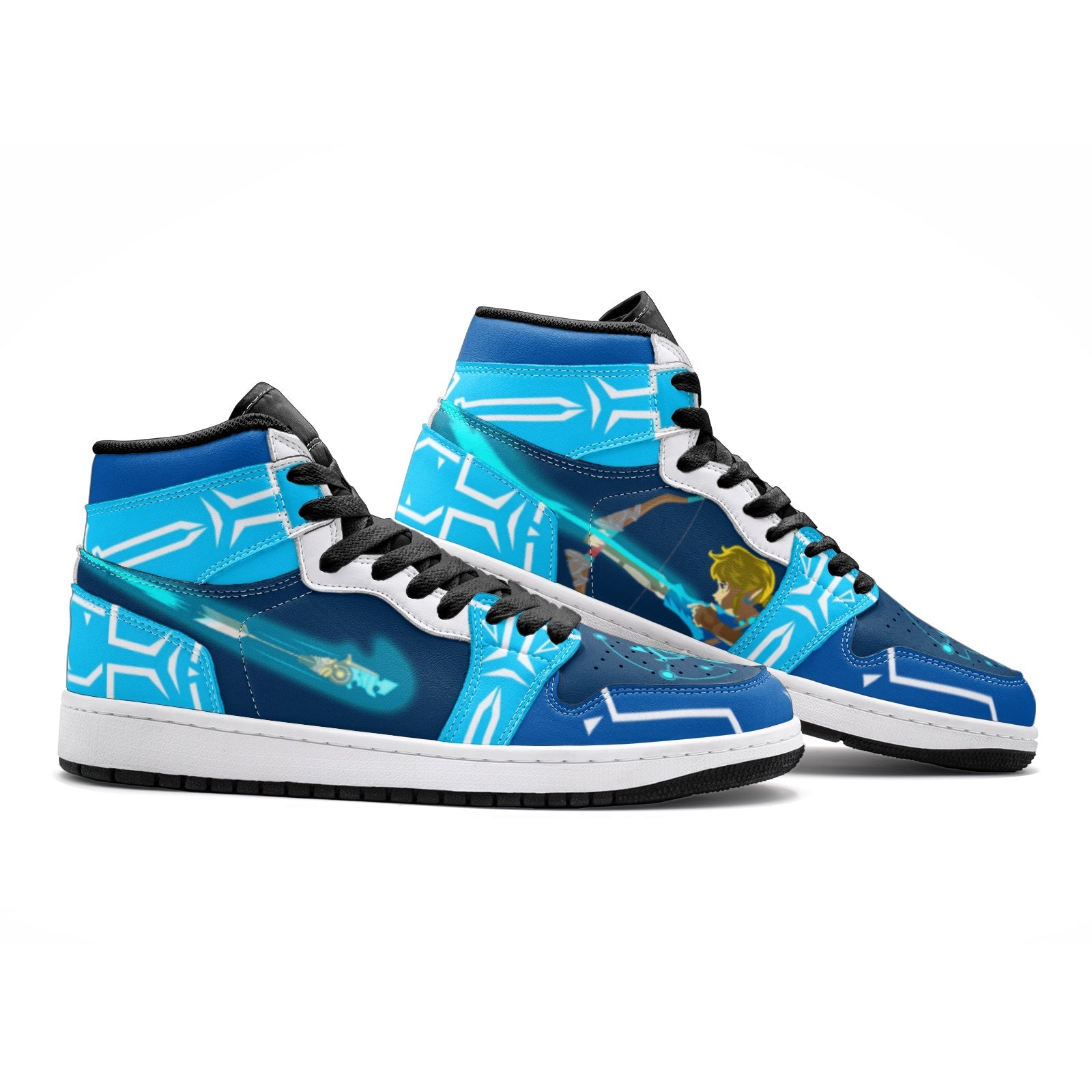 Alternative view of Ancient Arrow Breath of the Wild Zelda Custom Sneaker Mid 1 Basketball Shoes - Otaku Hall
