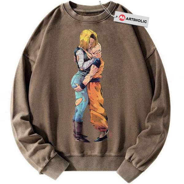 Alternative view of Android 18 Sweatshirt, Krillin Sweatshirt, Dragon Ball Z Sweatshirt, DBZ Sweatshirt, Anime Sweatshirt, Vintage Sweater