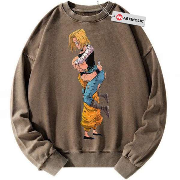 Alternative view of Android 18 Sweatshirt, Krillin Sweatshirt, Dragon Ball Z Sweatshirt, DBZ Sweatshirt, Anime Sweatshirt, Vintage Sweater