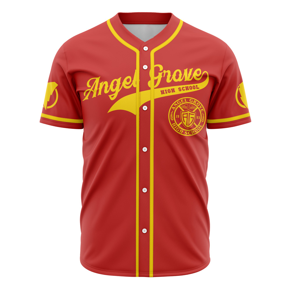 Angel Grove High School Power Rangers Custom Baseball Jersey - Otaku Hall