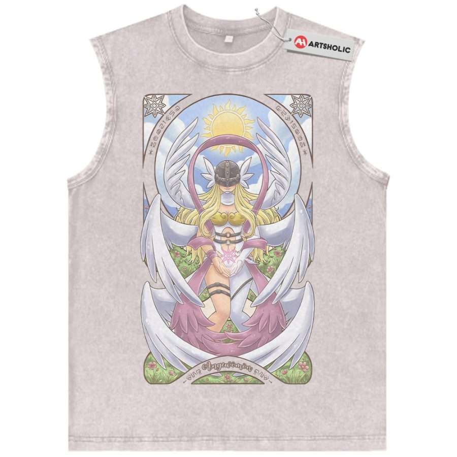 Alternative view of Angewomon Tank Top, Digimon Adventure Tank Top, Anime Tank Top, Vintage Tank Top