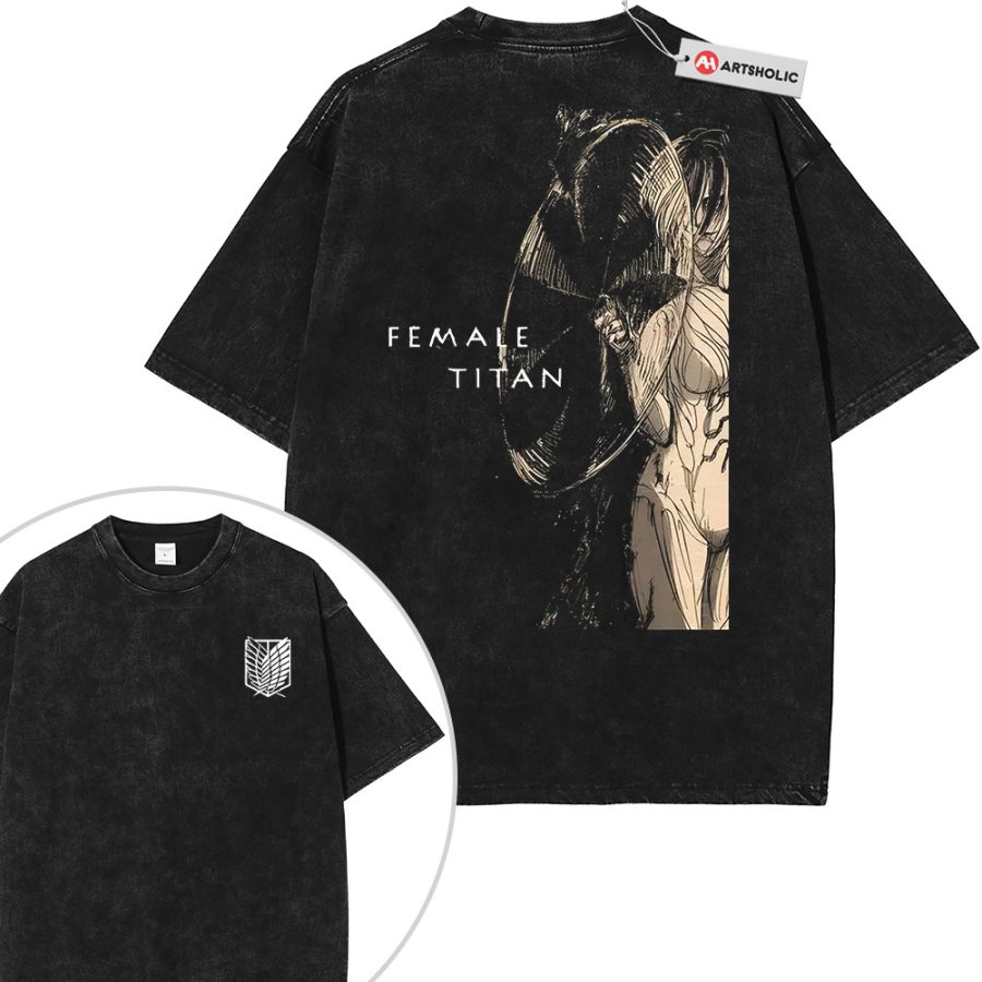 Alternative view of Annie Leonhart Shirt, Female Titan Shirt, Attack On Titan Shirt, AOT Shirt, Anime Shirt, Vintage Tee 2-Sided