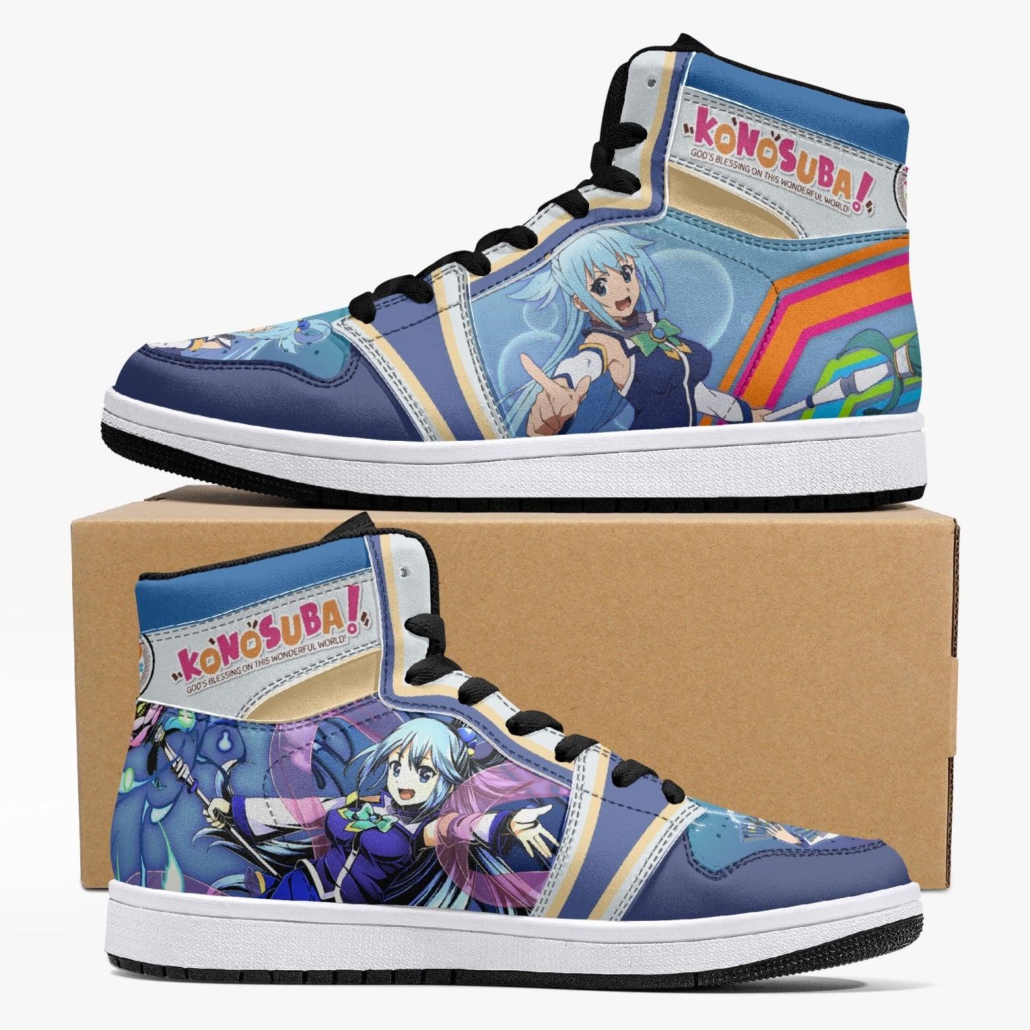 Aqua Konosuba Custom Sneaker Mid 1 Basketball Shoes - Otaku Hall