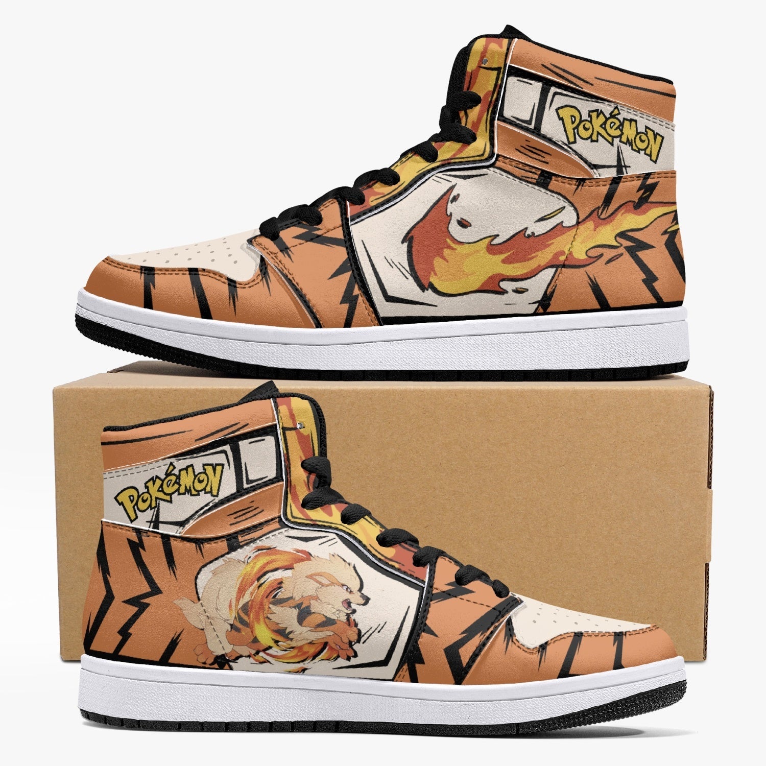 Arcanine Pokemon Custom Sneaker Mid 1 Basketball Shoes - Otaku Hall