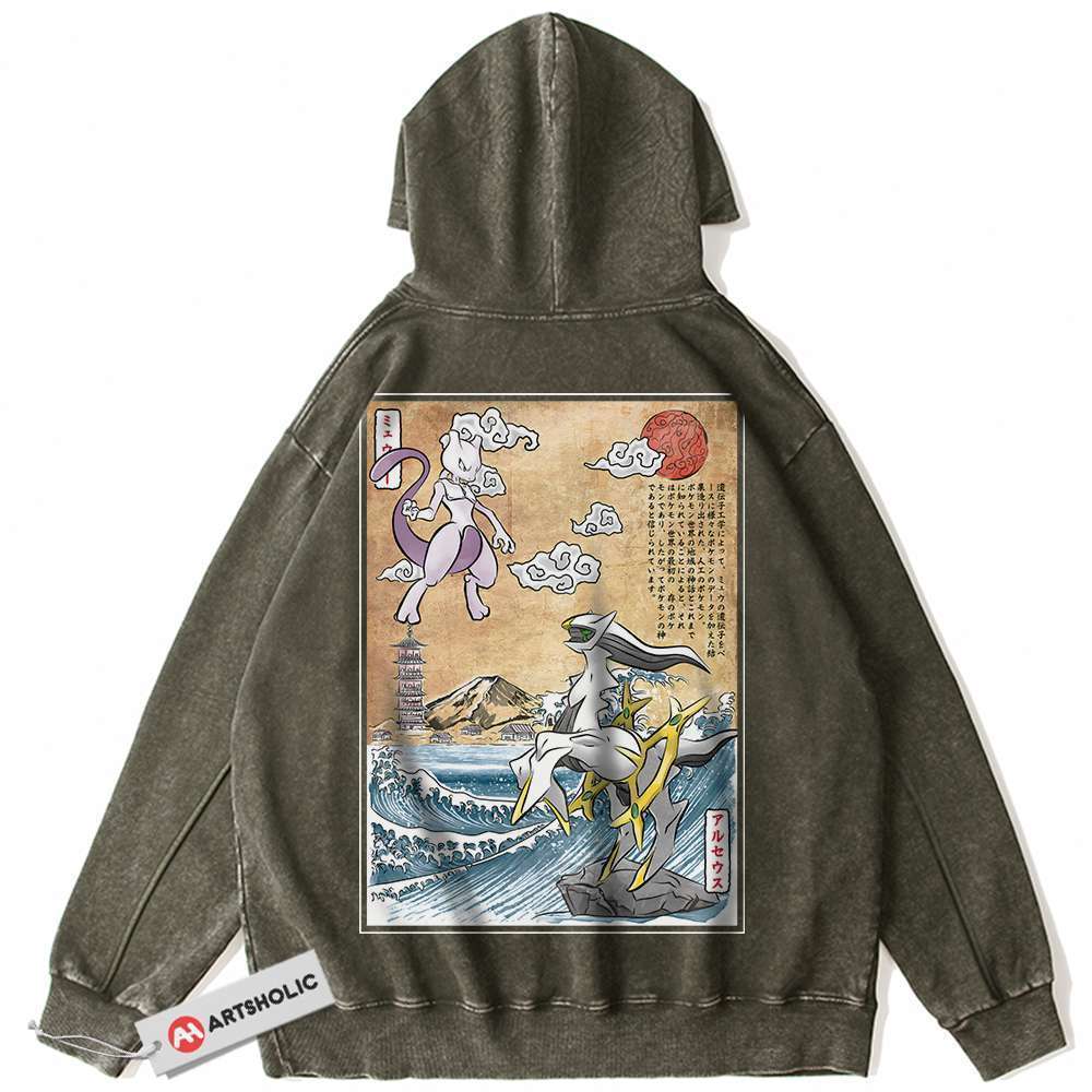 Alternative view of Arceus vs Mewtwo Hoodie, Pokemon Hoodie, Anime Hoodie, Vintage Hoodie