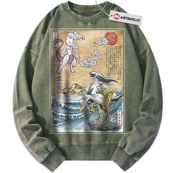 Alternative view of Arceus vs Mewtwo Sweatshirt, Pokemon Sweatshirt, Anime Sweatshirt, Vintage Sweater