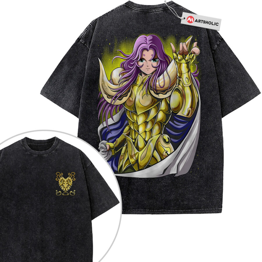 Alternative view of Aries Mu Shirt, Saint Seiya Shirt, Anime Shirt, Vintage T-Shirt 2-Sided